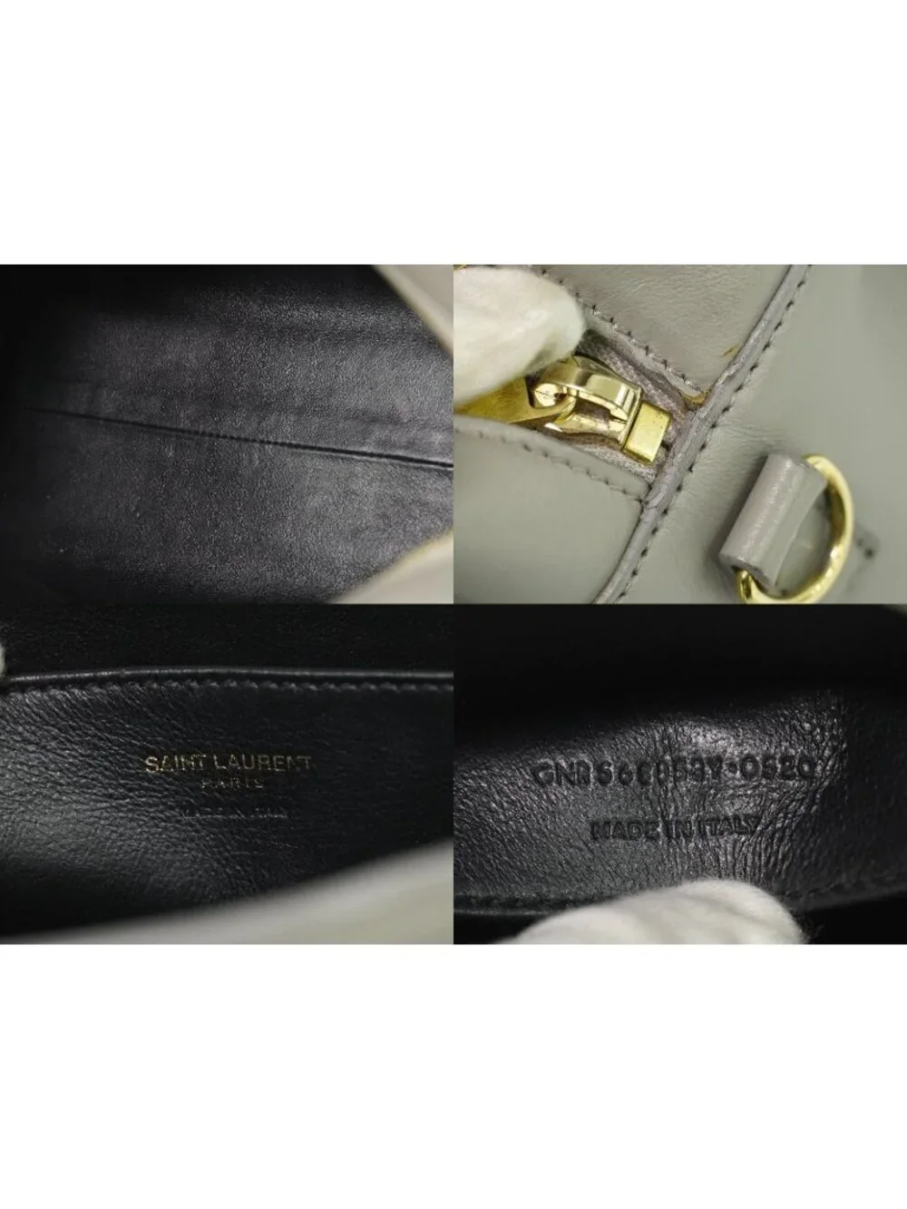 Saint Laurent YSL Baby Cabas 2-Way Shoulder Bag Pochette Leather Gray